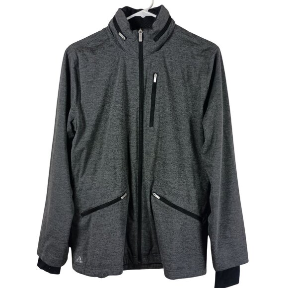 Adidas Womens ClimaProof Golf Jacket Softshell Concealed Hood Full-Zip L Gray - Picture 1 of 12